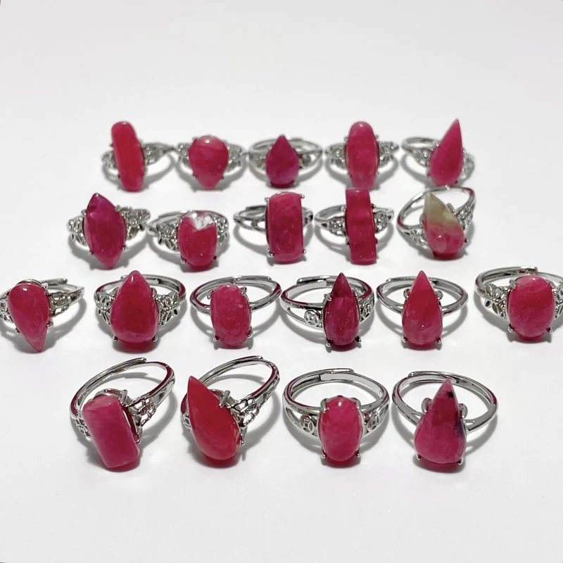 20 Pieces Pink Rhodonite Stone Different Styles Shape Ring
