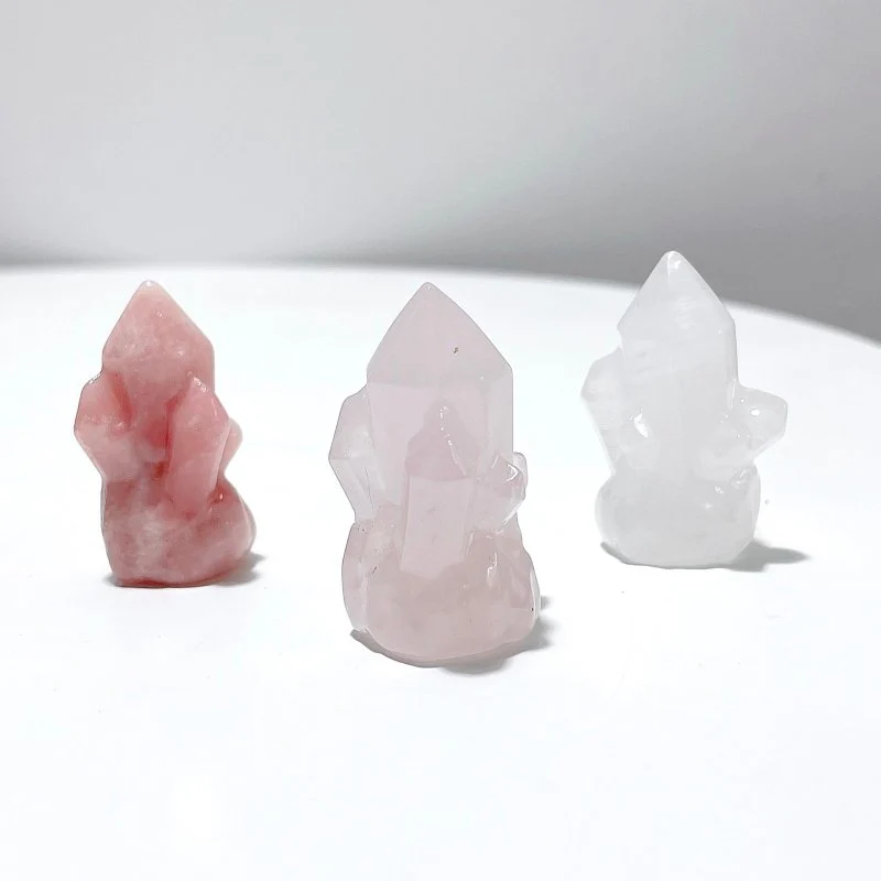 9 Types Crystal Cluster Rocket Shaped Carving Wholesale Pink Opal Obsidian - Image 2