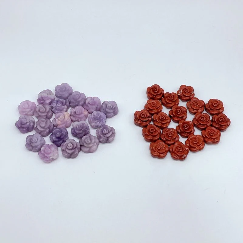 Rose Flower Carving Red Jasper and Lepidolite - Image 3