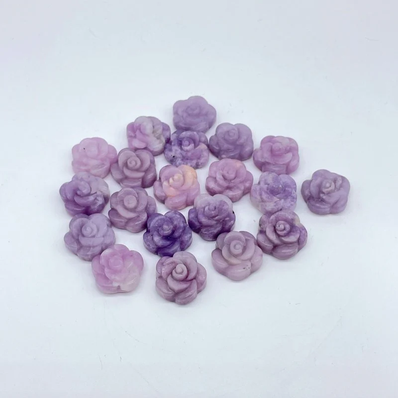 Rose Flower Carving Red Jasper and Lepidolite - Image 4