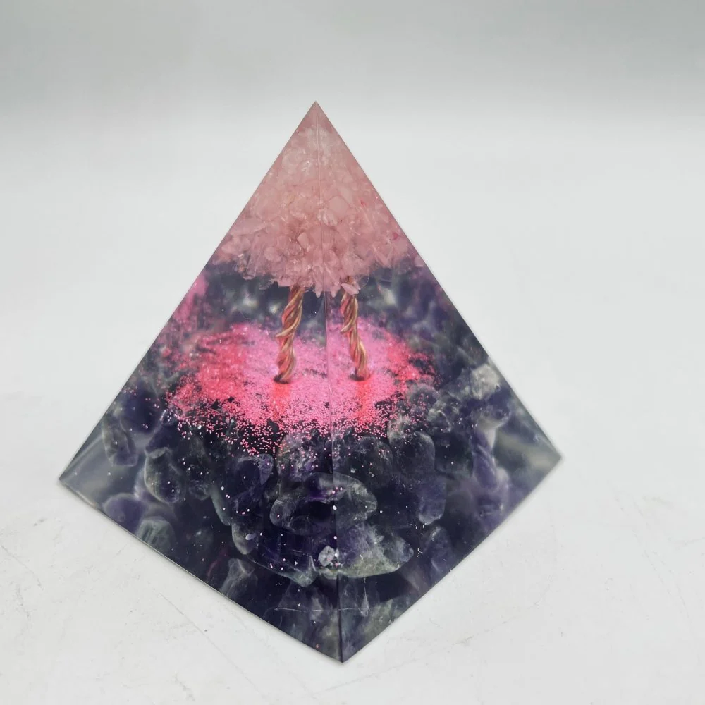 Rose Quartz Amethyst Orgone Pyramid Wholesale - Image 2
