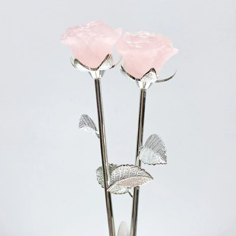 3 Types Rose Quartz Beautiful Rose Flower Carving Wholesale #2 Shape - Image 3