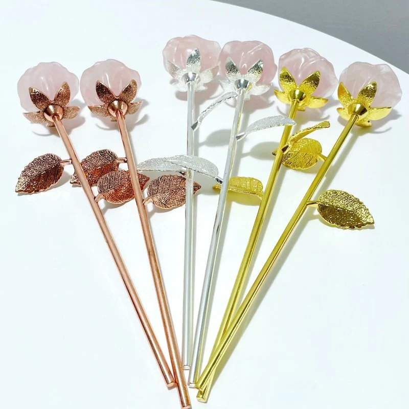 3 Types Rose Quartz Beautiful Rose Flower Carving Wholesale #2 Shape - Image 6