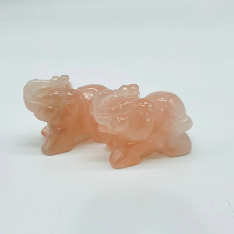 Rose Quartz&Carnelian Elephant Carving Wholesale - Image 2