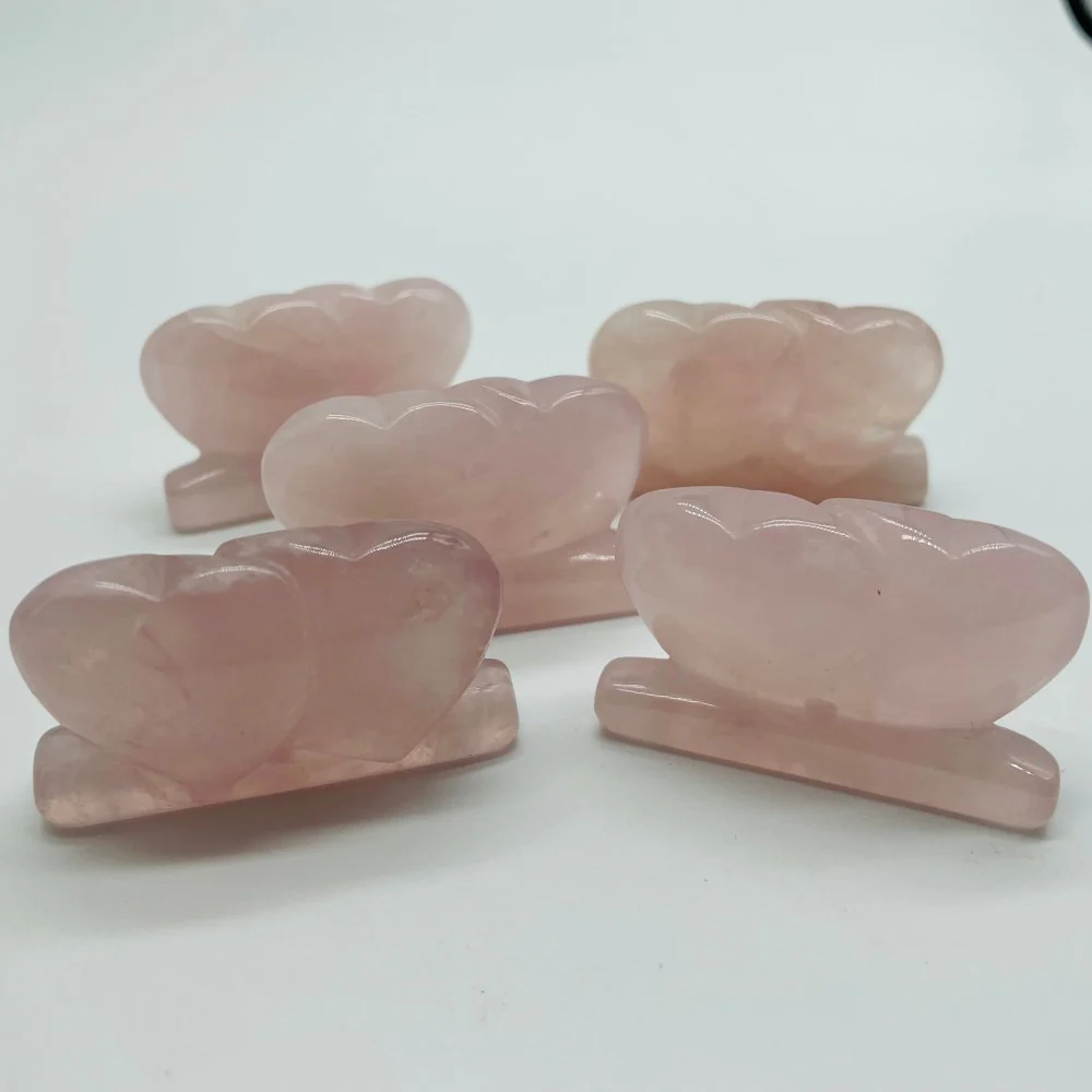 Rose Quartz Double Heart Wholesale