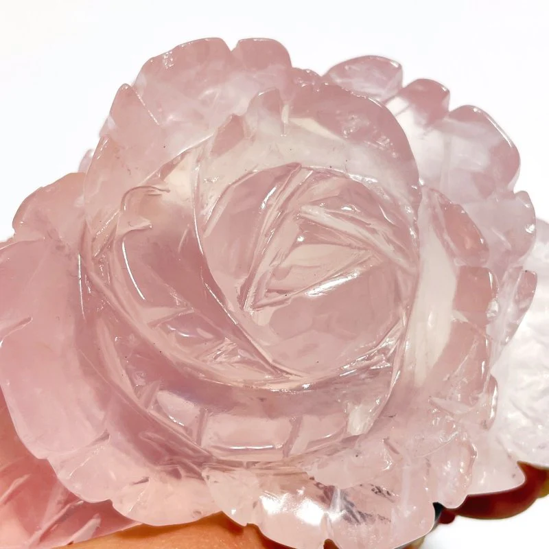 3 Pairs Rose Quartz Flower Carving With Stand - Image 5