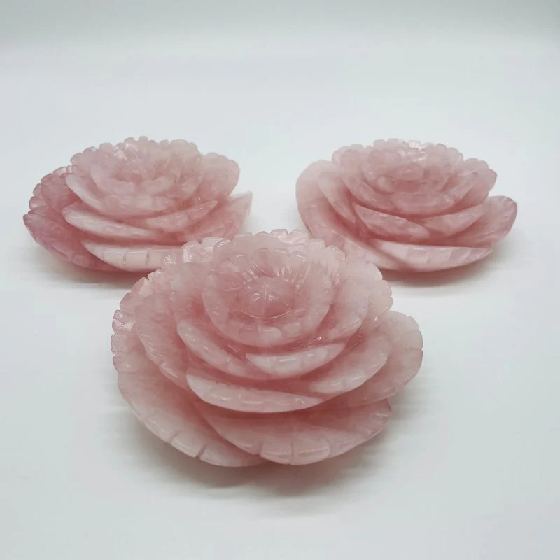 Beautiful Large Rose Quartz Flower Carving Wholesale - Image 2