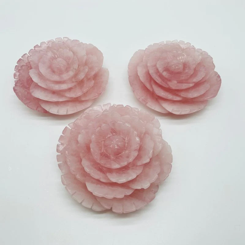 Beautiful Large Rose Quartz Flower Carving Wholesale - Image 4