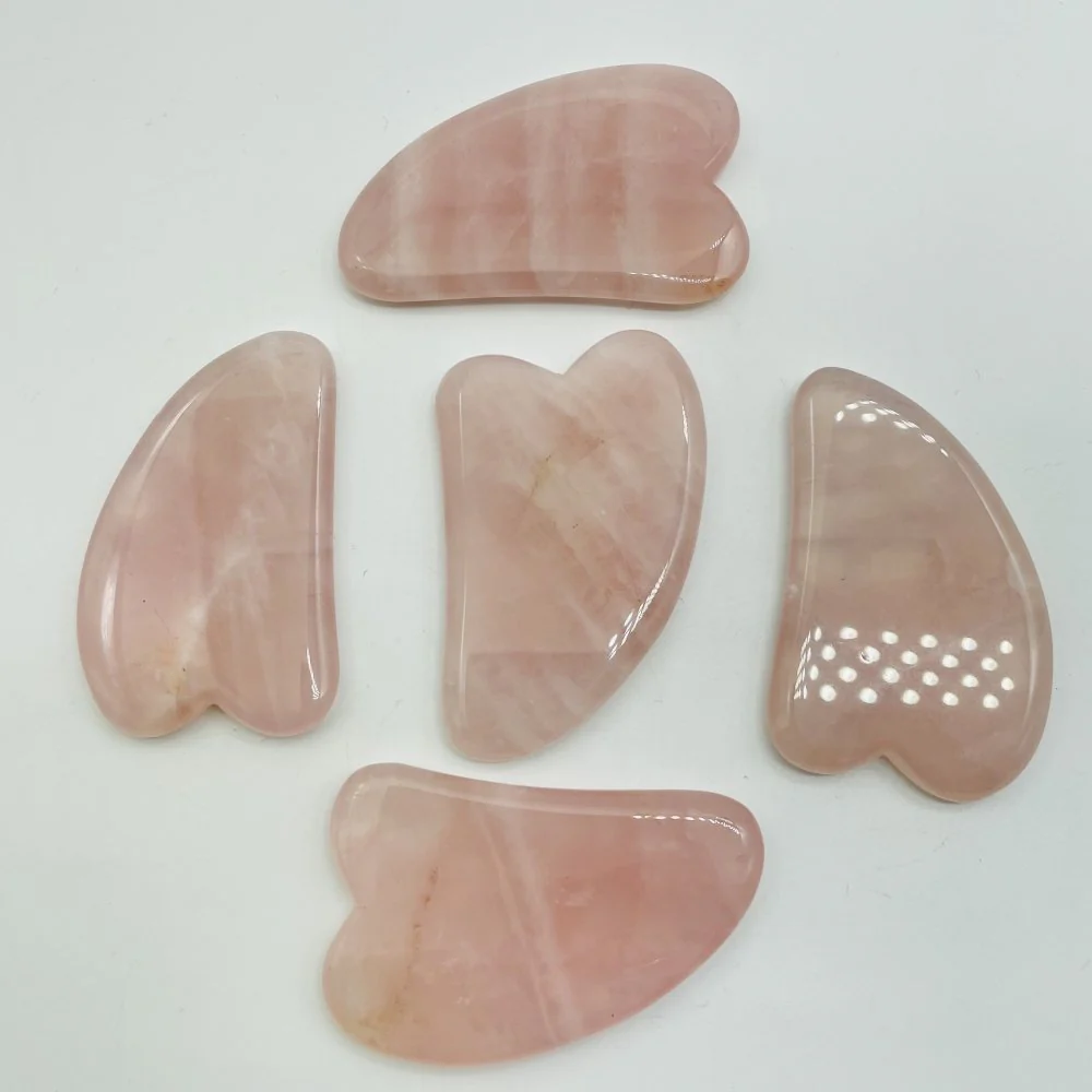 Rose Quartz Gua Sha Facial Tool Rose Quartz Guasha Board For SPA Wholesale - Image 2