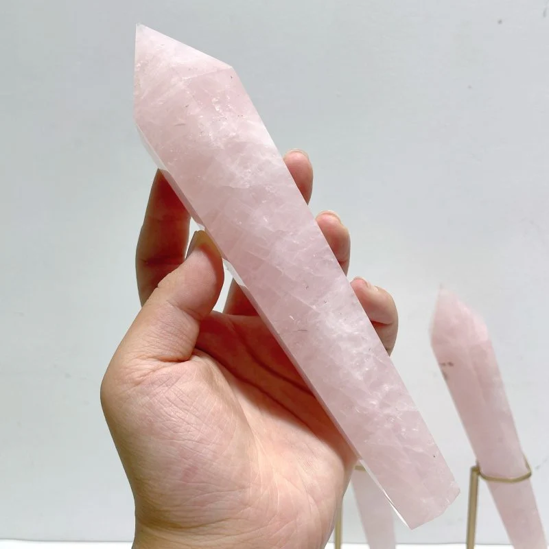 3 Pieces Rose Quartz Magic Scepter Wand with Stand - Image 2