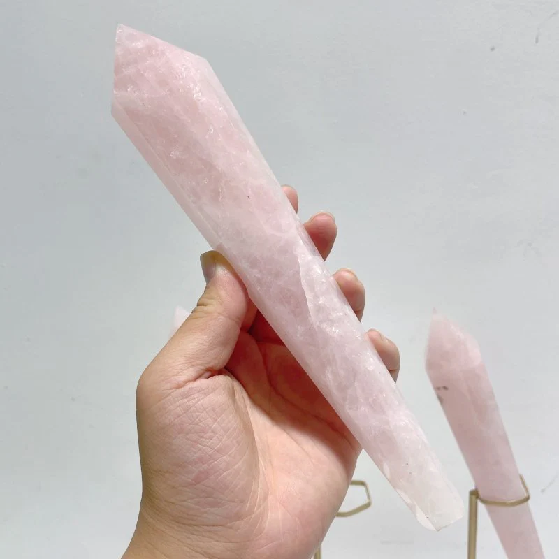 3 Pieces Rose Quartz Magic Scepter Wand with Stand - Image 3