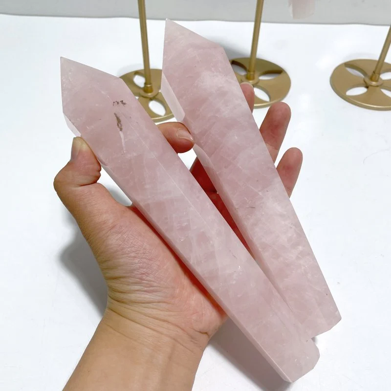 3 Pieces Rose Quartz Magic Scepter Wand with Stand - Image 4
