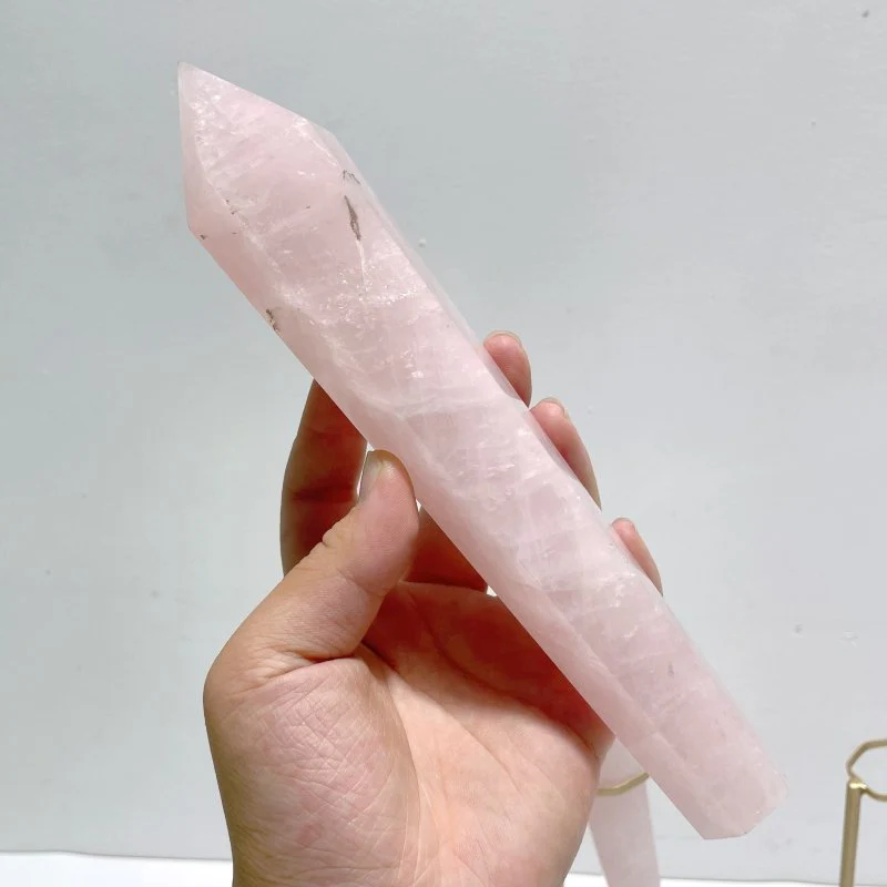 3 Pieces Rose Quartz Magic Scepter Wand with Stand - Image 5