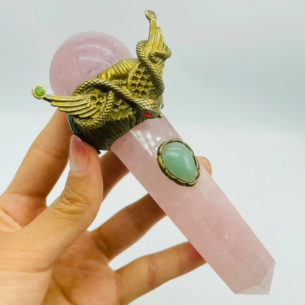 Rose Quartz Magic Wand Carving Crystal Wholesale - Image 3