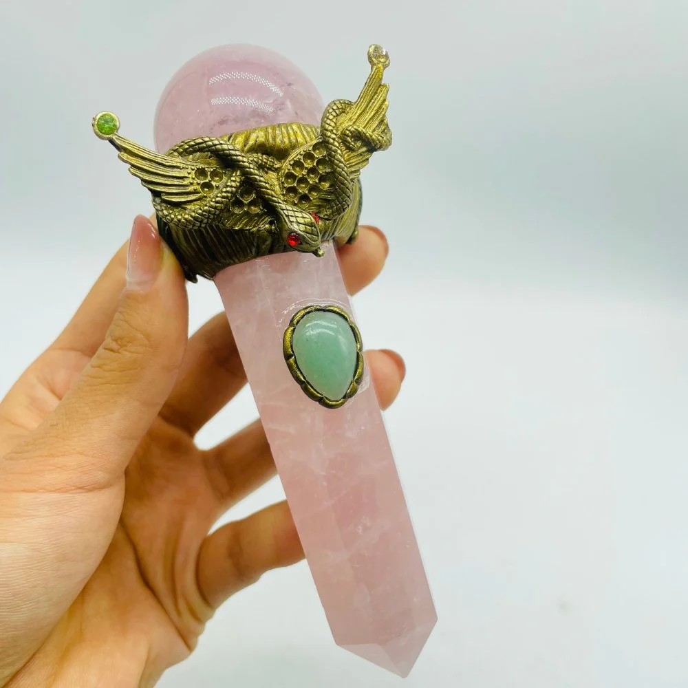Rose Quartz Magic Wand Carving Crystal Wholesale - Image 4