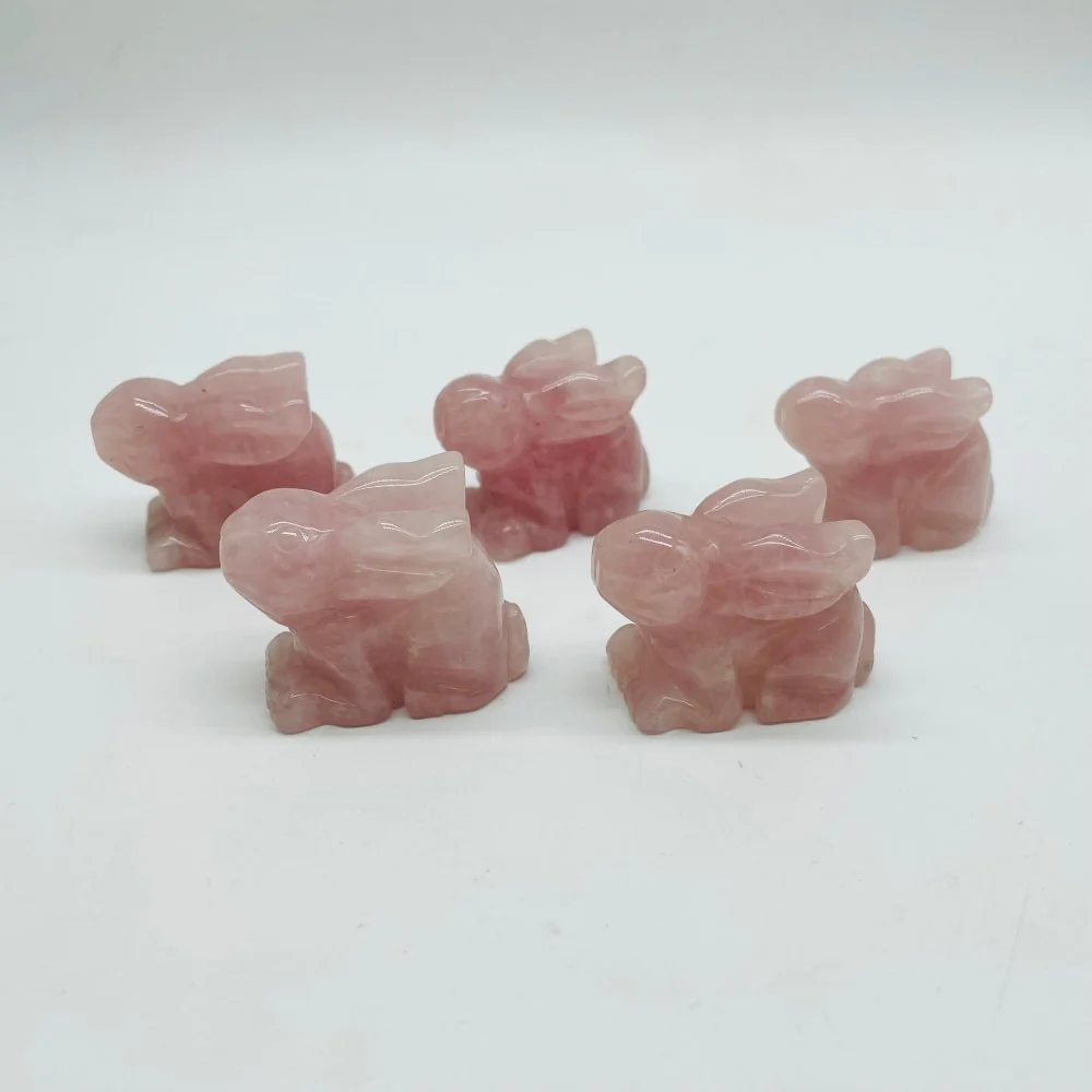 Rose Quartz Rabbit Carving Wholesale - Image 3