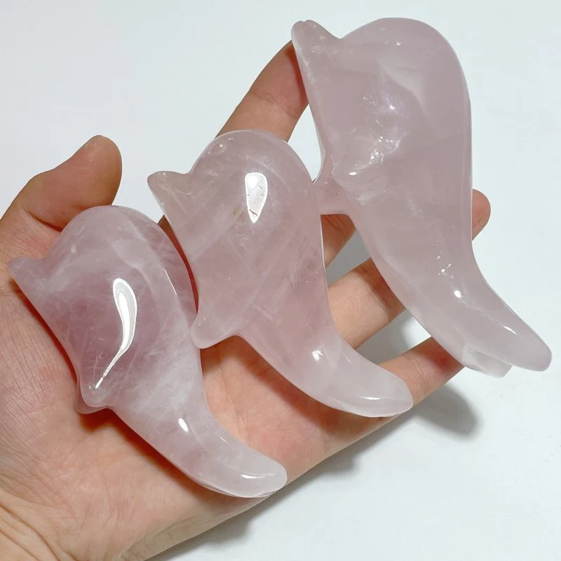 10 Pieces Beautiful Rose Quartz Sea Animals Carving - Image 2