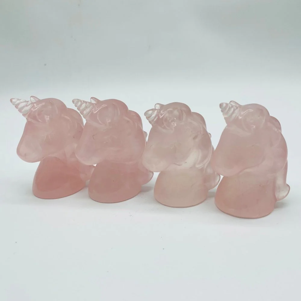 Rose Quartz Unicorn Carving Wholesale - Image 2