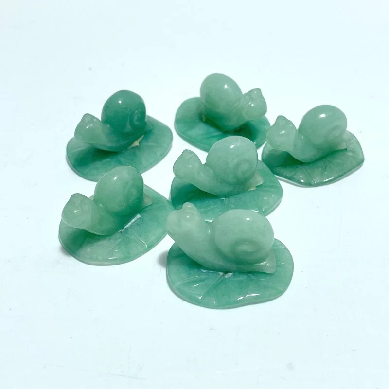Snail On Leaf Mini Carving Wholesale Tiger Eye Green Aventurine - Image 3