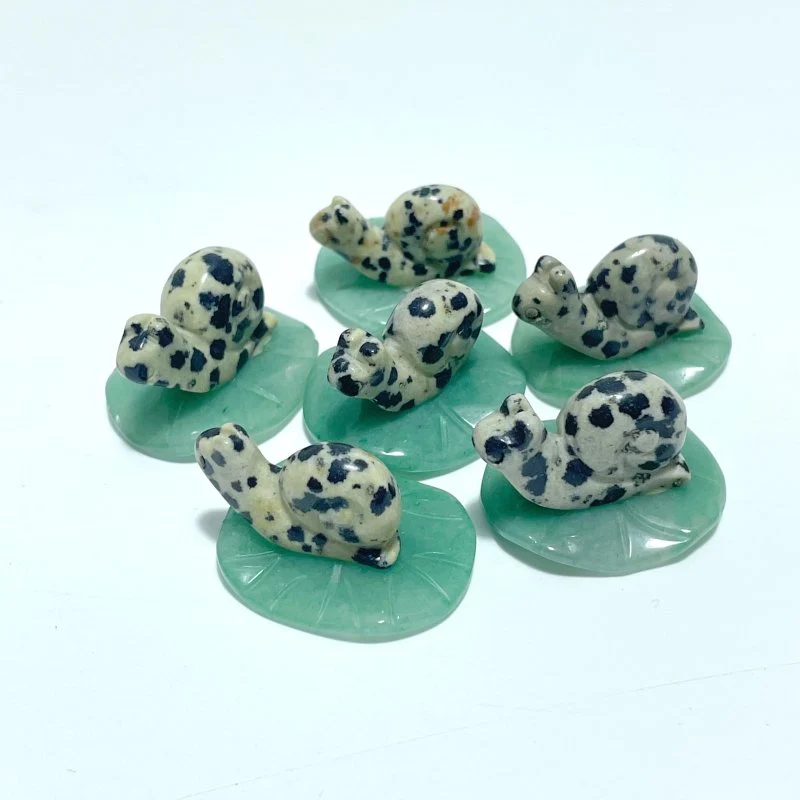Snail On Leaf Mini Carving Wholesale Tiger Eye Green Aventurine - Image 4
