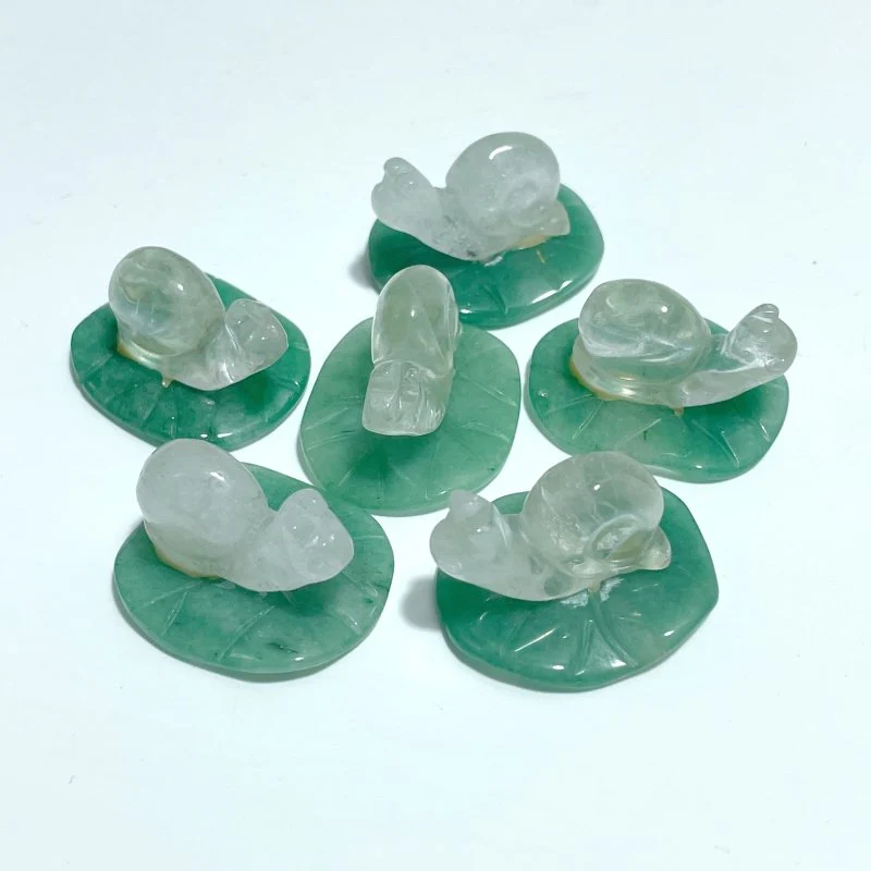 Snail On Leaf Mini Carving Wholesale Tiger Eye Green Aventurine - Image 7
