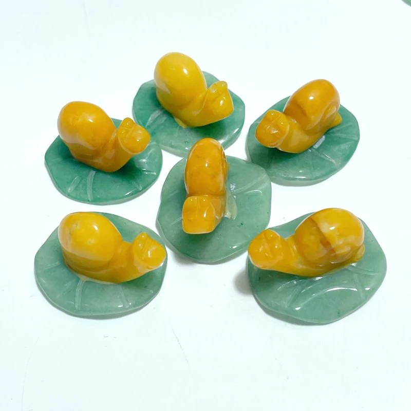 Snail On Leaf Mini Carving Wholesale Tiger Eye Green Aventurine - Image 8