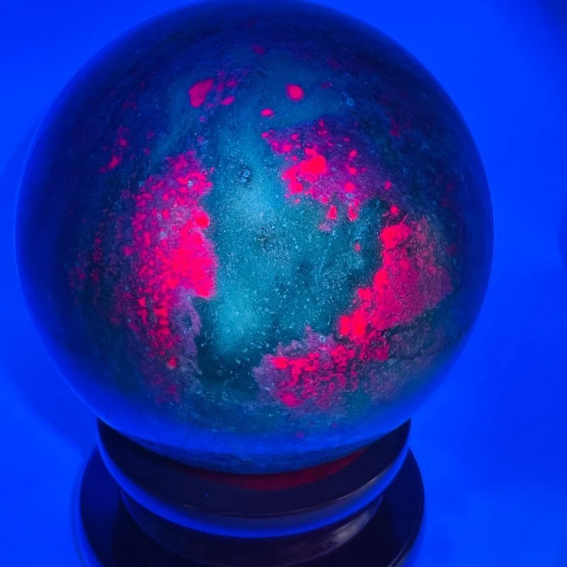 Ruby In Kyanite Mixed Green Mica (UV REACTIVE) Beautiful Sphere - Image 4