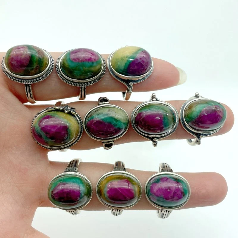 10 Pieces S925 Different Styles Ruby In Kyanite Ring - Image 6