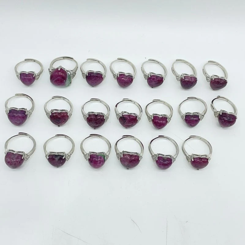 20 Pieces High Quality Ruby Zoisite Heart Shape Ring - Image 2