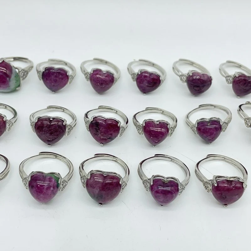 20 Pieces High Quality Ruby Zoisite Heart Shape Ring - Image 3