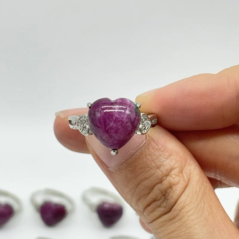 20 Pieces High Quality Ruby Zoisite Heart Shape Ring - Image 5