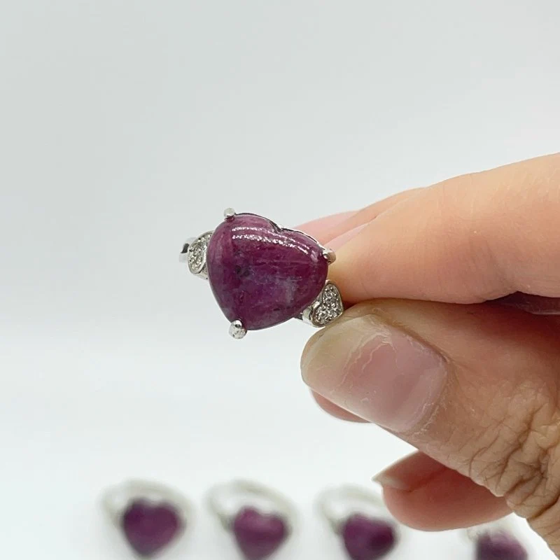 20 Pieces High Quality Ruby Zoisite Heart Shape Ring - Image 7