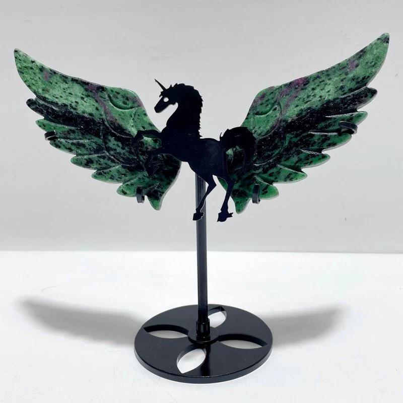 3 Pairs Ruby Zoisite Pegasus Wing Carving With Stand - Image 3