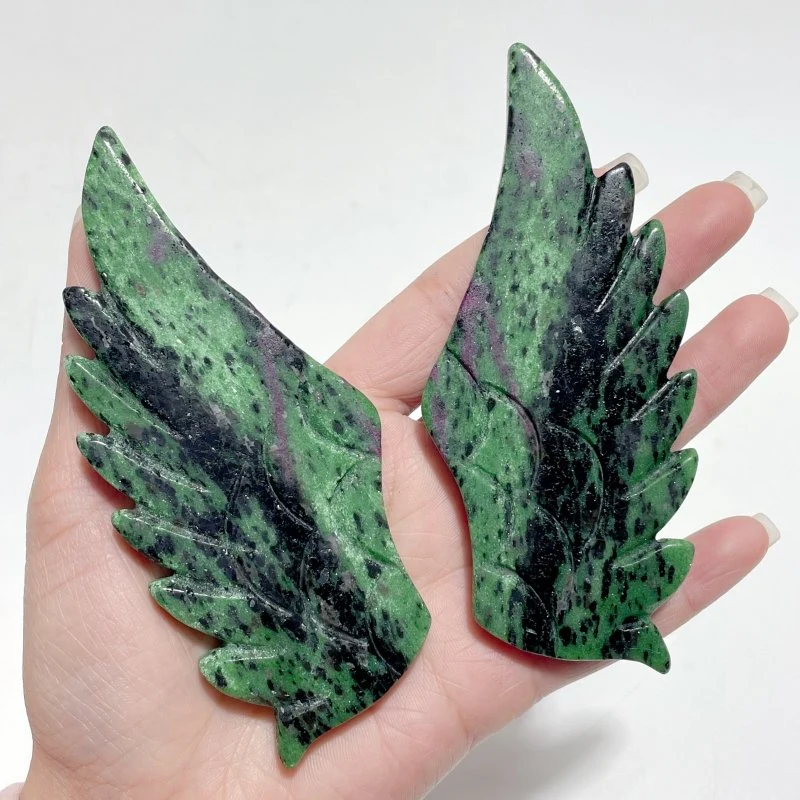 3 Pairs Ruby Zoisite Pegasus Wing Carving With Stand - Image 4