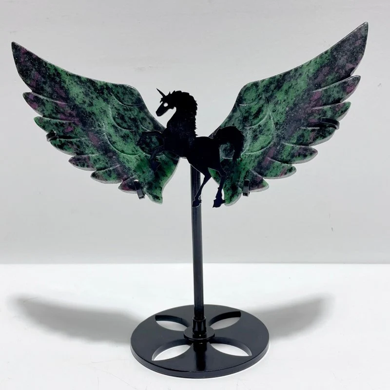 3 Pairs Ruby Zoisite Pegasus Wing Carving With Stand - Image 5