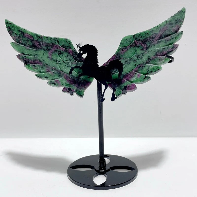 3 Pairs Ruby Zoisite Pegasus Wing Carving With Stand - Image 6