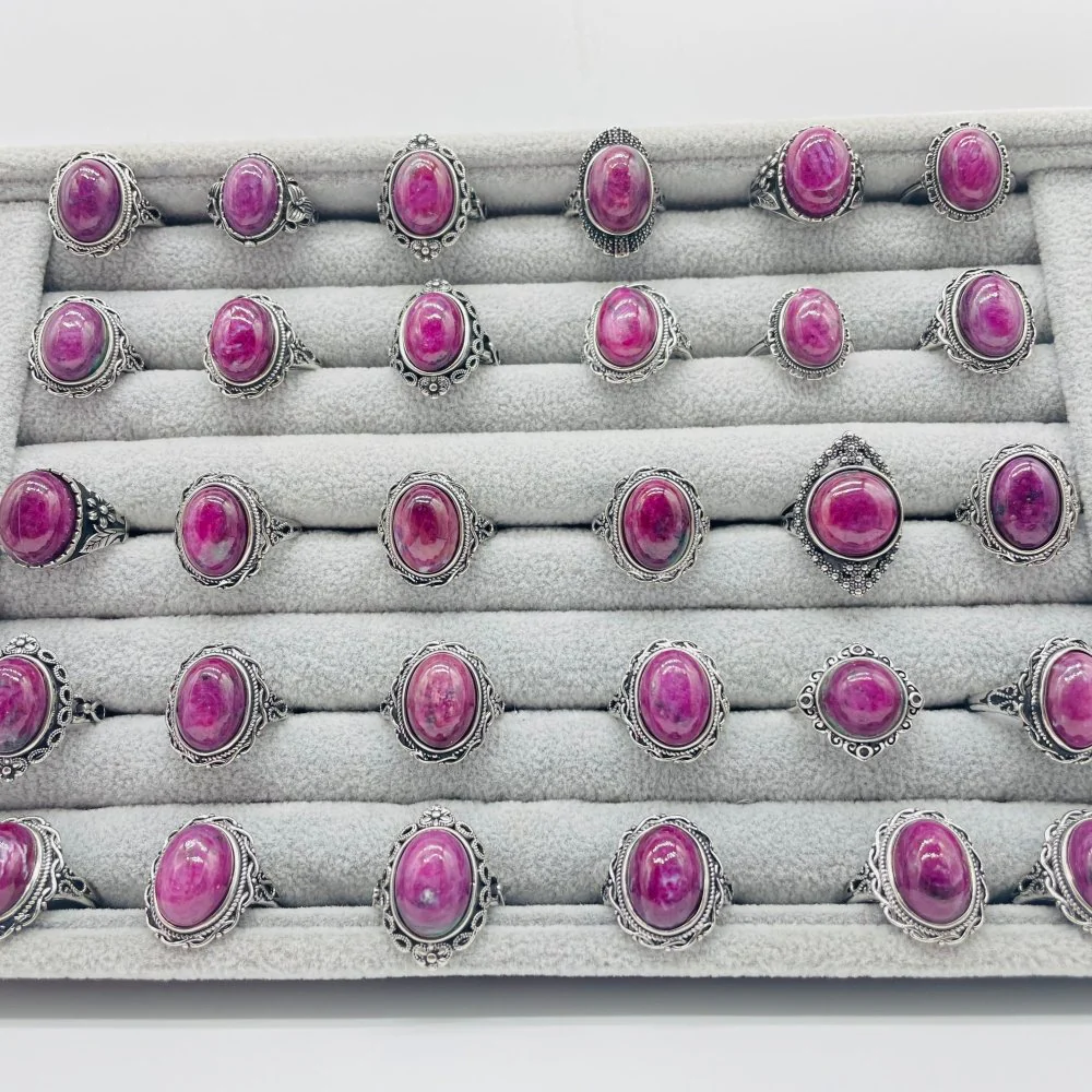 30 Pieces High Quality Ruby Zoisite Different Styles Ring - Image 6
