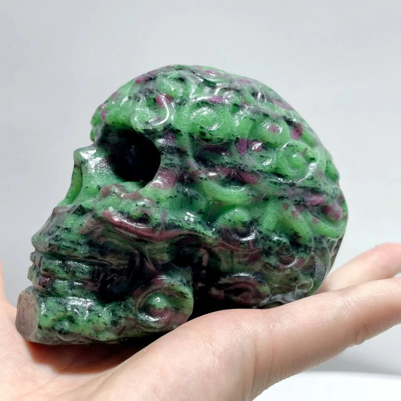 9 Pieces Ruby Zoisite Skull Carving - Image 2