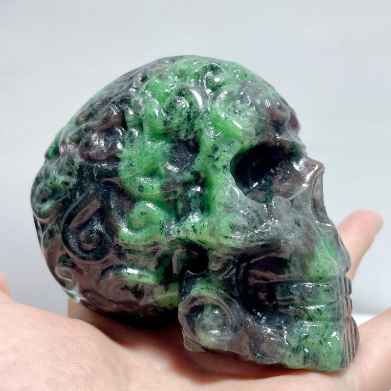 9 Pieces Ruby Zoisite Skull Carving - Image 3