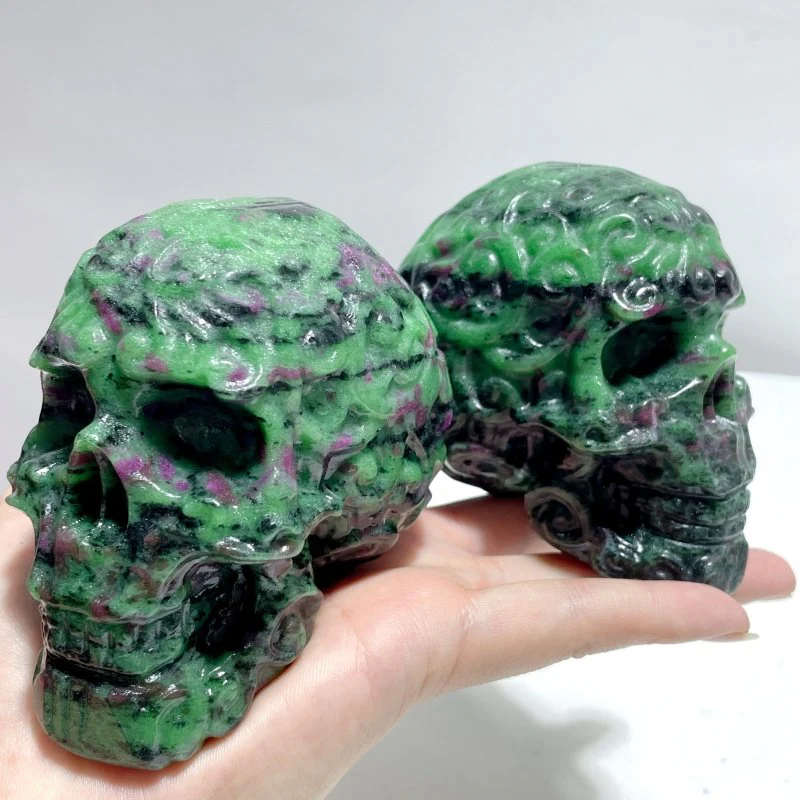 9 Pieces Ruby Zoisite Skull Carving - Image 4