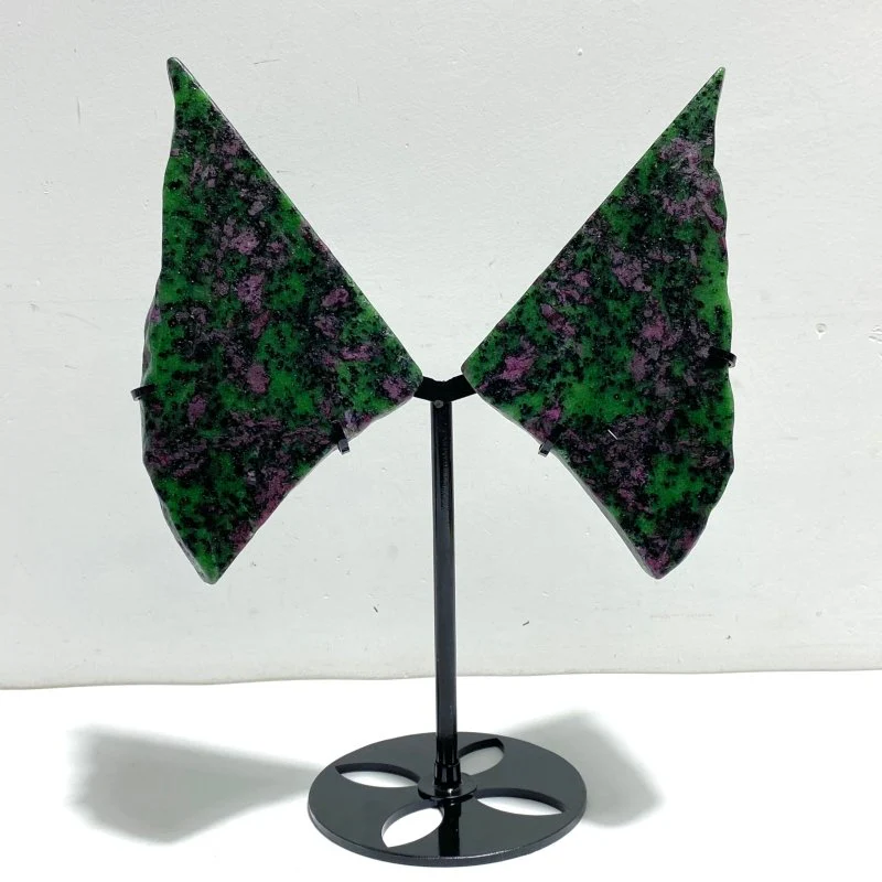 2 Pairs Ruby Zoisite Slab Wing With Stand - Image 2