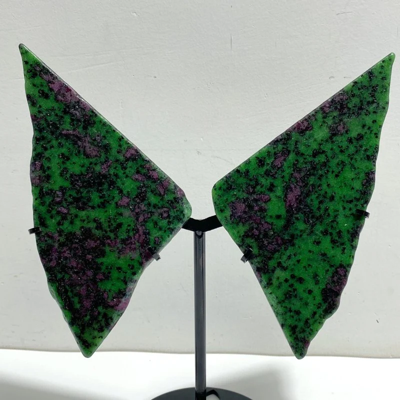 2 Pairs Ruby Zoisite Slab Wing With Stand - Image 3
