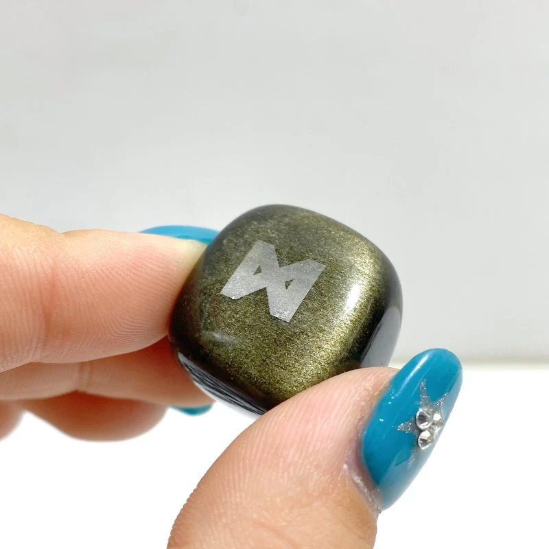 Rune Stones Set Engraved Gold Sheen Obsidian Crystal Wholesale - Image 3
