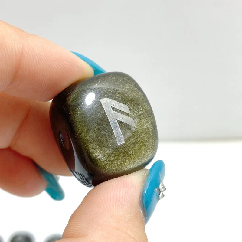 Rune Stones Set Engraved Gold Sheen Obsidian Crystal Wholesale - Image 4
