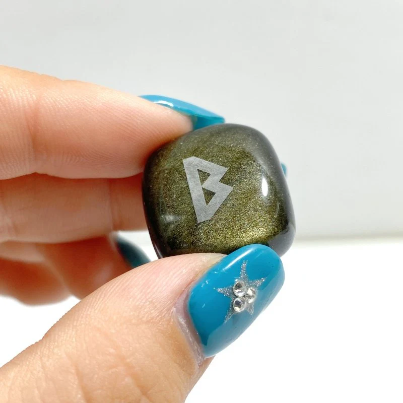 Rune Stones Set Engraved Gold Sheen Obsidian Crystal Wholesale - Image 5