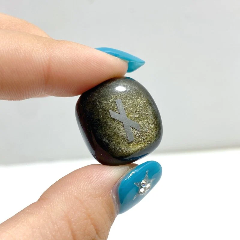Rune Stones Set Engraved Gold Sheen Obsidian Crystal Wholesale - Image 6