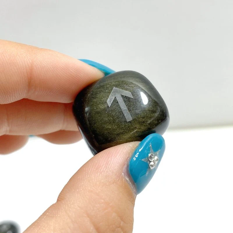 Rune Stones Set Engraved Gold Sheen Obsidian Crystal Wholesale - Image 7