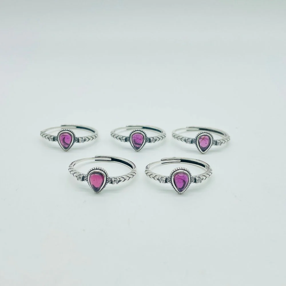 S925 Sterling Silver High Quality Purple Garnet Ring Wholesale - Image 3