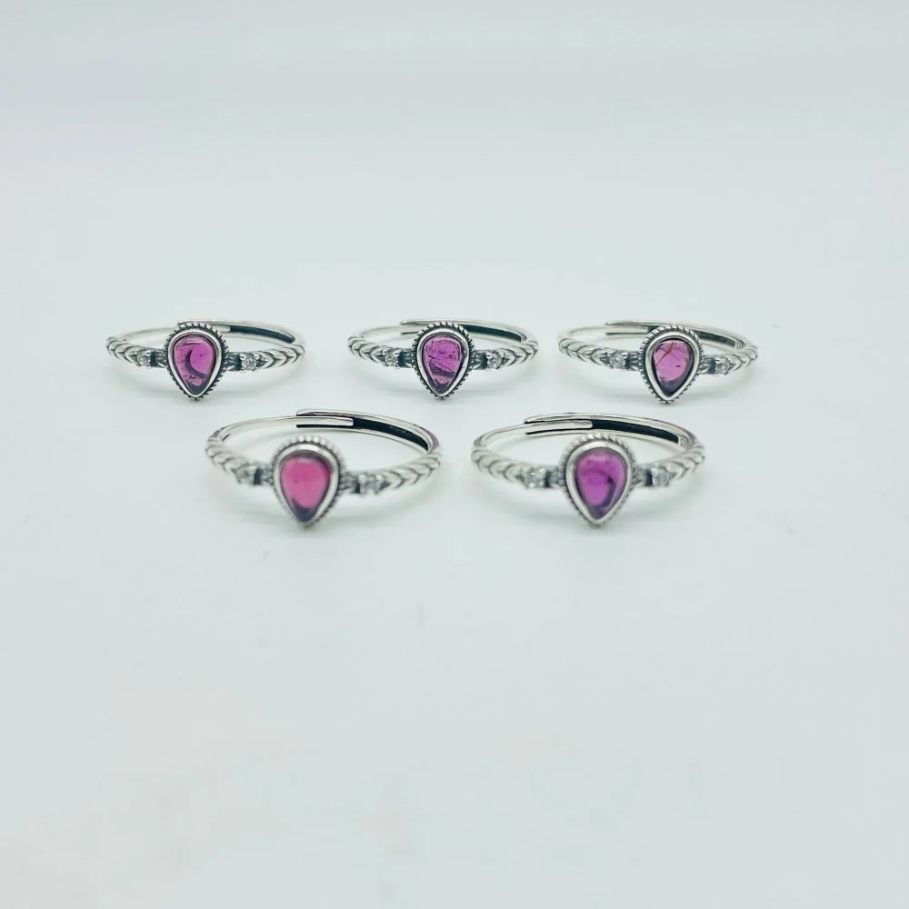 S925 Sterling Silver High Quality Purple Garnet Ring Wholesale - Image 6