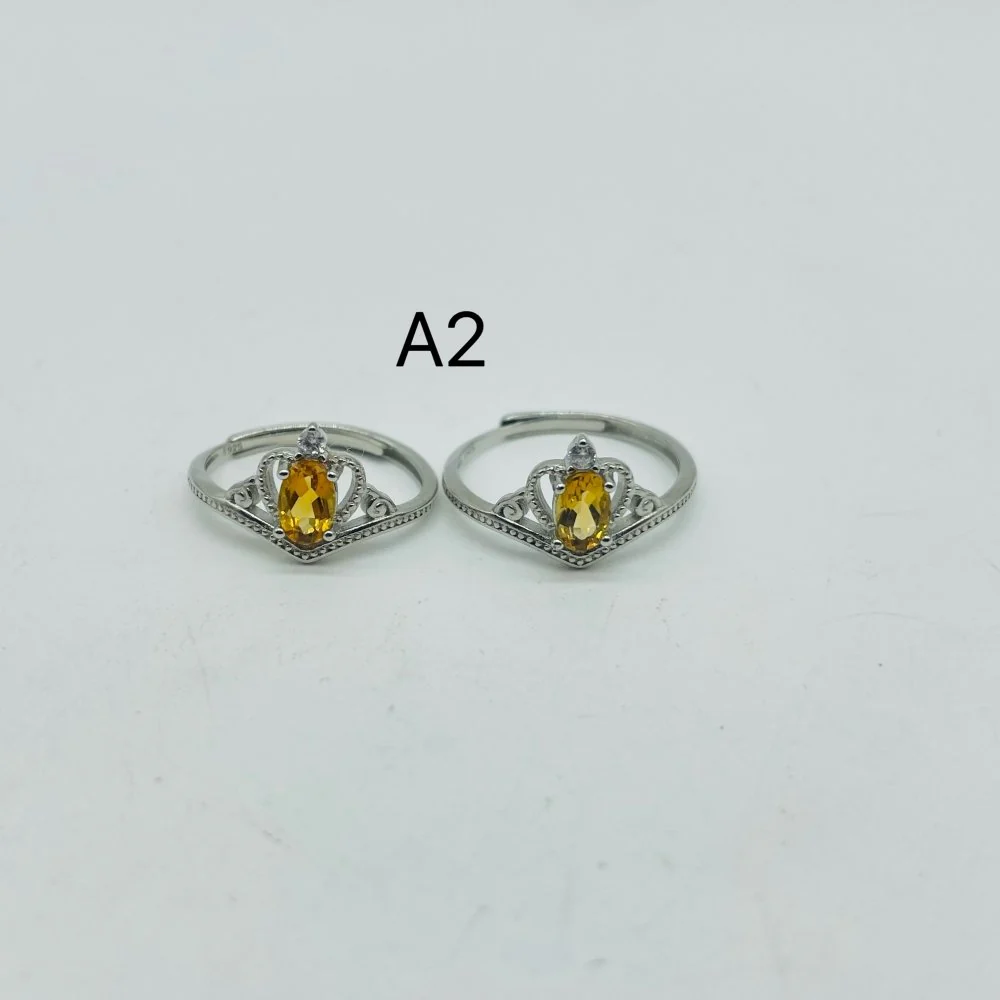 Two Styles Crown S925 Sterling Silver Citrine Crystal Ring Wholesale - Image 6